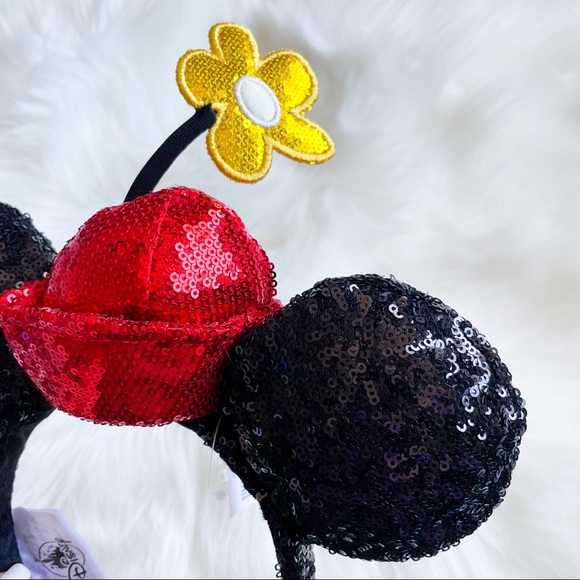 🎉SOLD🎉 NWT Disney Parks Minnie Mouse Sequined Flower Pot Hat Mickey Ears - Picture 4 of 4